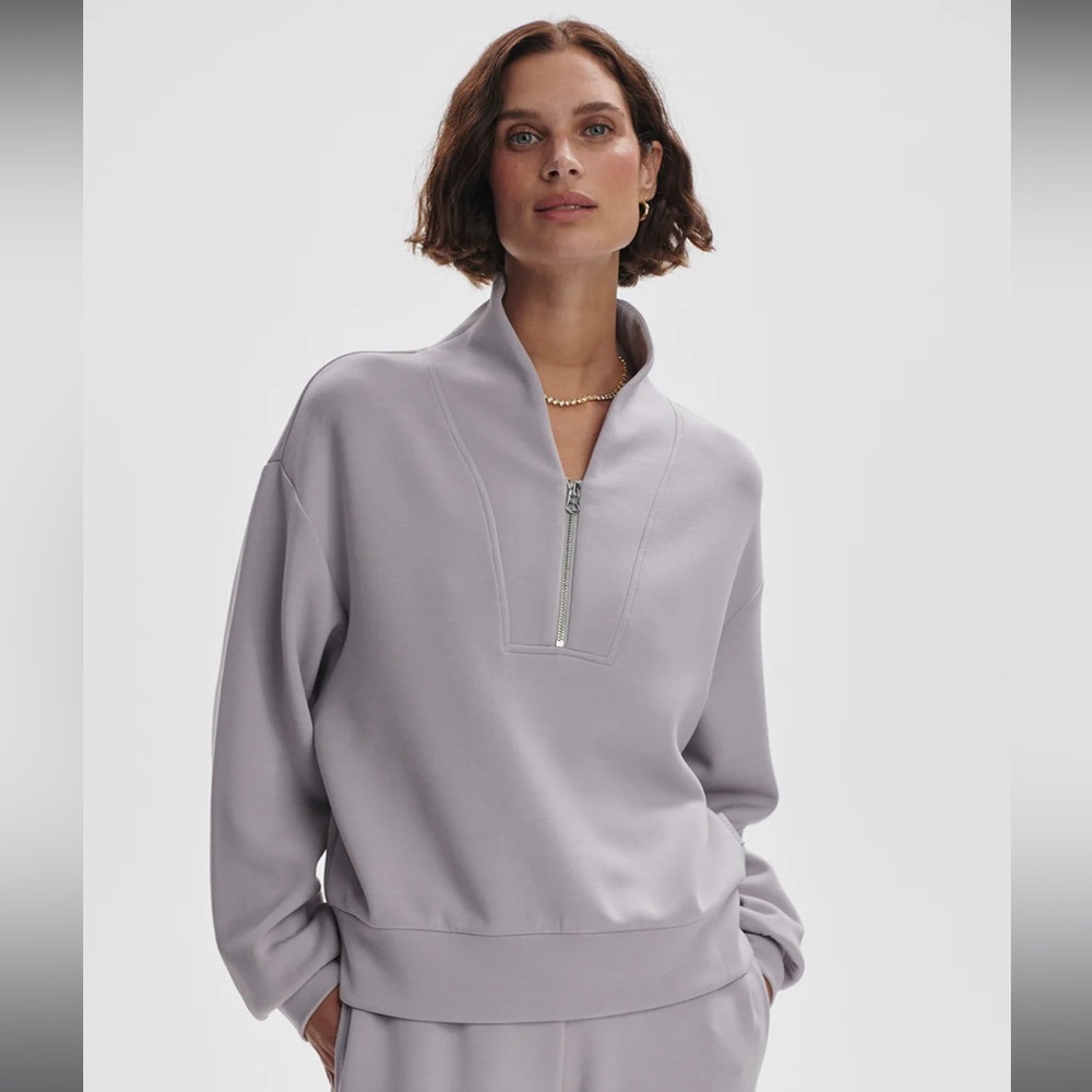 Varley Light Gray Quarter-Zip Sweatshirt